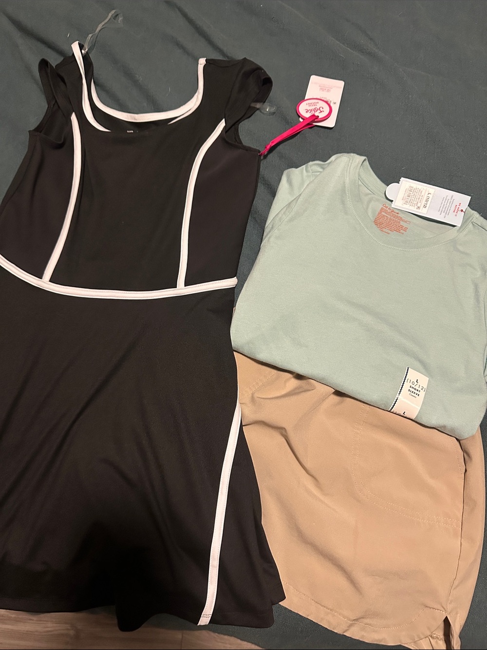 Kids Tan Pull-On Skort, shirt and active dress bundle